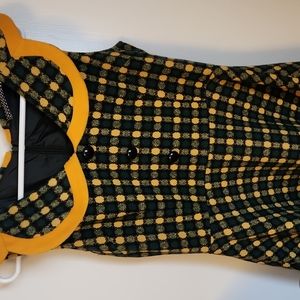 Voodoo vixen green and gold vintage style woolen dress sx L